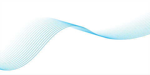 Fototapeta premium Abstract blue smooth waves on white background.Vector illustration.