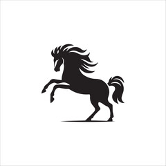 Black silhouette of horse Beautiful horse vector design rearing up horse Horses silhouette vector
