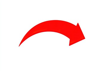 simple flat curved Right red arrow pictogram on a pure white background. vector 8k image 