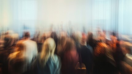 Blurred audience at a live concert, showcasing a lively atmosphere with a multitude of fans immersed in music and excitement.
