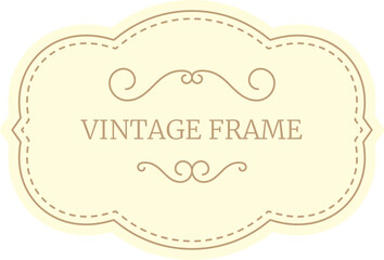 Vintage frame features elegant swirls and a dotted line border, creating a classic and decorative design on a cream background, perfect for adding a touch of timeless charm