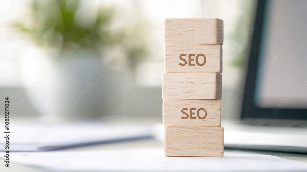 Poster a stack of wooden blocks with 