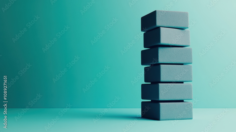 Aufkleber a minimalist arrangement of stacked blocks on a textured surface, creating a serene and modern aesth
