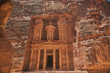 Al Khazneh Temple in Petra, the legendary city carved into the rock in Jordan in 2024