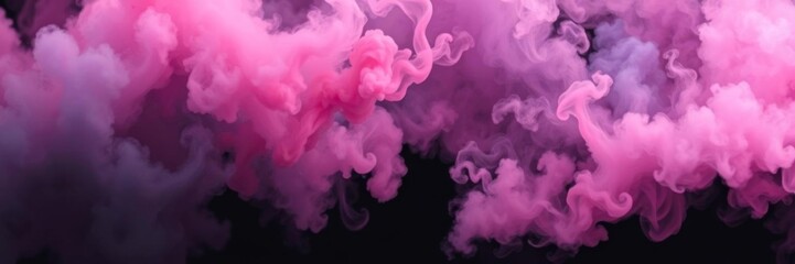 Fototapeta premium Abstract colorful smoke clouds on dark universe background with galaxy dust explosion design, banner, web