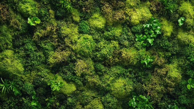 Vibrant green moss wall art showcasing a lush display of natural textures, perfect for eco-friendly indoor decor and sustainable design inspiration