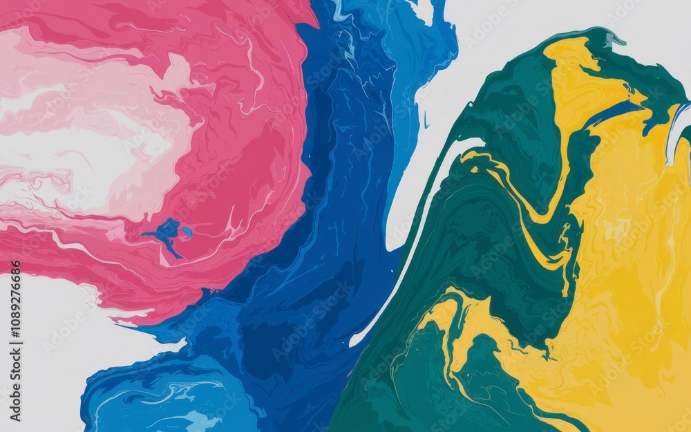 Poster abstract fluid art colors. vibrant color swirls blend seamlessly, symbolizing unity and creativity. 