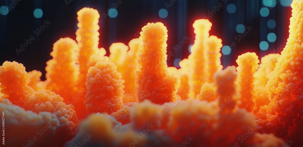 Aufkleber a vibrant, abstract representation of coral-like structures illuminated with glowing colors.