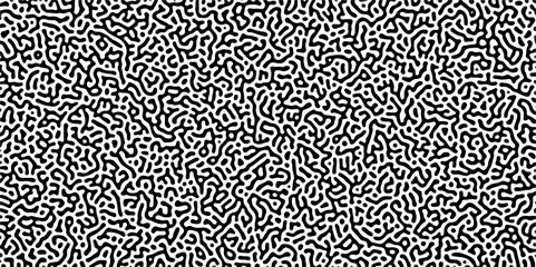 Organic seamless patterns with rounded lines Diffusion reaction background. Monochrome background of natural organic forms motion. Overlay template abstract Turing organic wallpaper background.