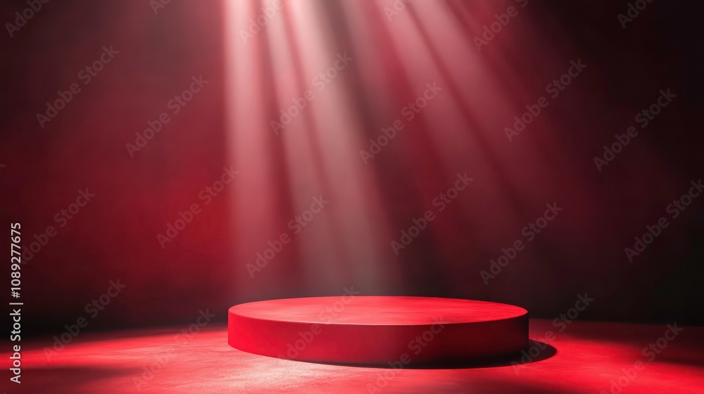 Aufkleber a red platform with a spotlight shining down on it.