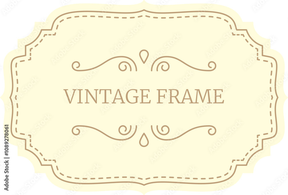 Poster vintage frame with swirls and a dotted line border creates an elegant design, perfect for adding a t