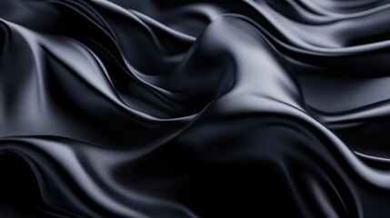 Fototapeta premium Dark fluid abstract composition with a smooth, wavy texture resembling silk, creating a sense of depth and elegance.