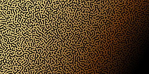 Abstract Reaction-diffusion Turing pattern natural texture golden and yellow gradient color scheme. Linear design with biological algorithm psychedelic background. Reaction-diffusion or truing patter