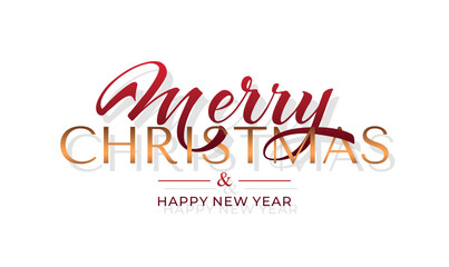 Merry Christmas and Happy New Year hand lettering calligraphy. Vector holiday illustration element. Typographic element for congratulations.
