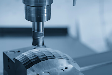 The CNC milling machine cutting  mold part by indexable tool.