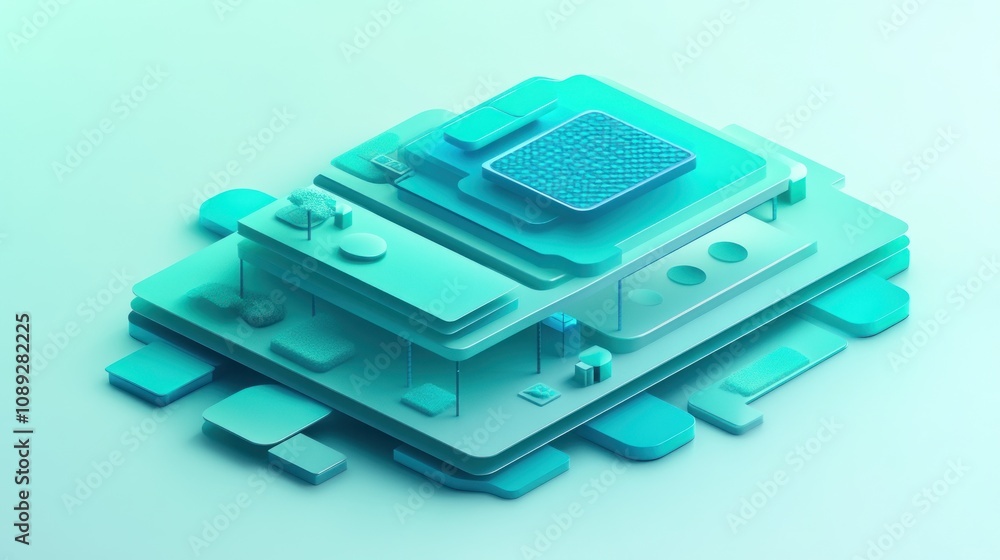 Aufkleber Abstract digital layers with geometric shapes in a gradient color scheme.