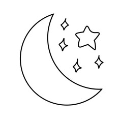 Moon and Stars Line Art Illustration Design