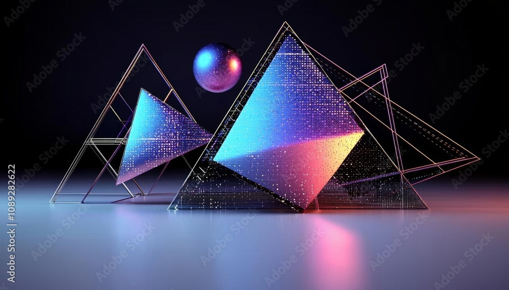 Poster abstract 3d rendering of geometric shapes