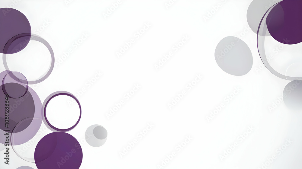 Aufkleber abstract background with overlapping transparent circles in purple and gray on white.