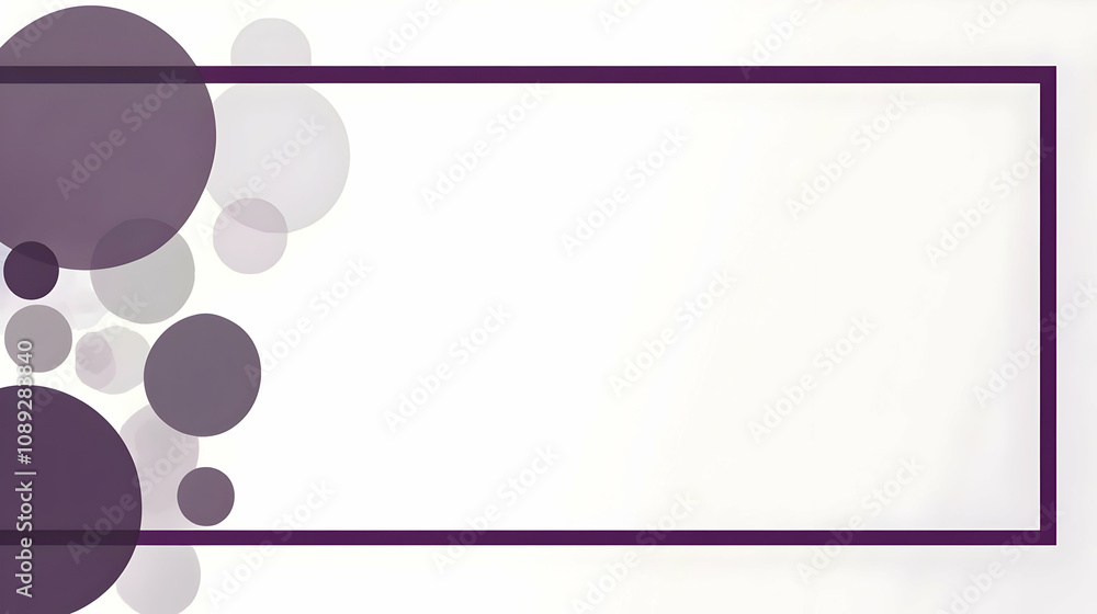 Poster abstract background with purple circles and a rectangular frame, ideal for presentations or designs.