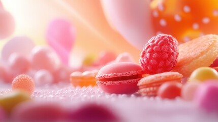 colorful assortment of sweet candies and pastries for dessert lovers