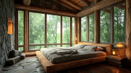 Fototapeta premium Elegant and Cozy Modern Bedroom Interior Design with Stylish Decor, mockup, poster and Background