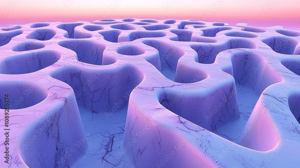 Poster abstract folded paper effect. bright colorful gradient background. maze made of paper. 3d rendering 