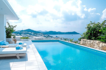 Fototapeta premium Luxury modern style at the exterior beach houses