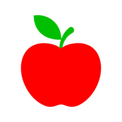 Red apple with leaf isolated on white background 