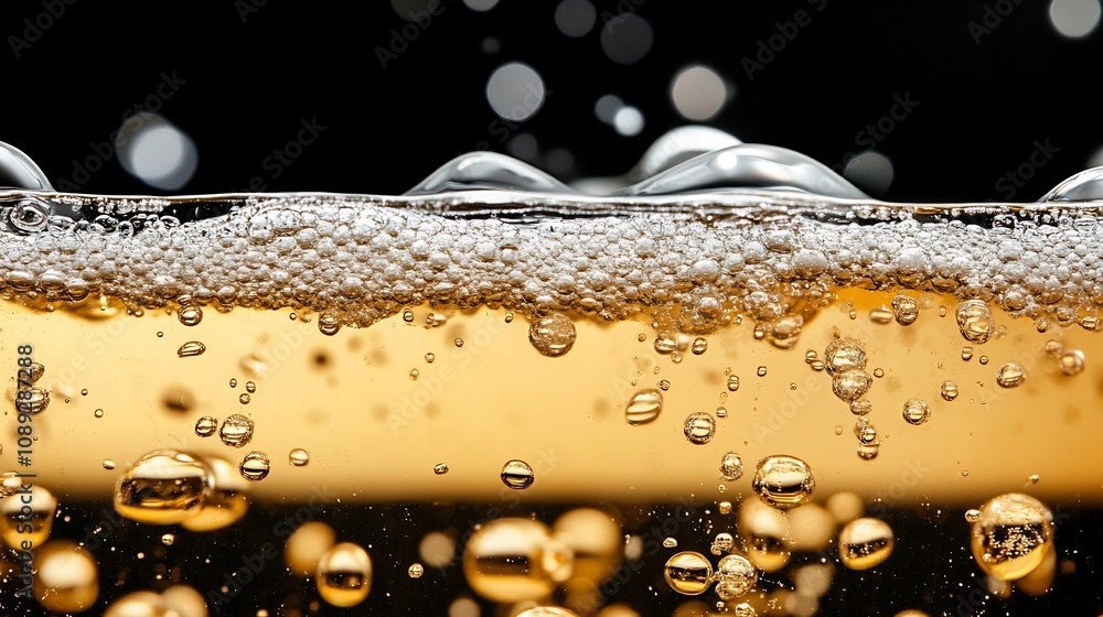 Poster mesmerizing bubbles ascending in sparkling refreshing drink