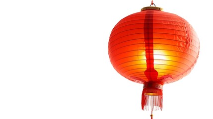 Obraz premium A vibrant red lantern, often used in celebrations, symbolizing good luck and prosperity.