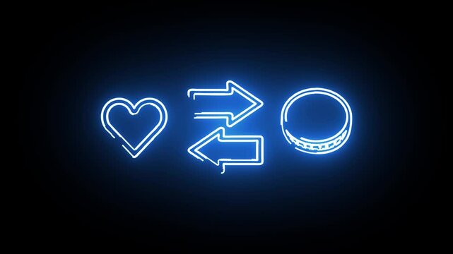 Glowing neon Commerce icon isolated on black background.