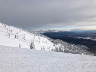 Snow covered mountain at a ski resort