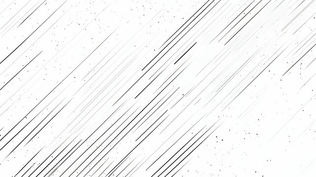 Abstract diagonal lines and speckles on white background.