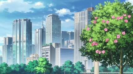 skyscrapers in downtown city