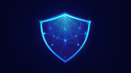 Digital security shield with glowing blue lines and nodes