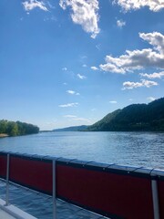 River view from a house boat roof