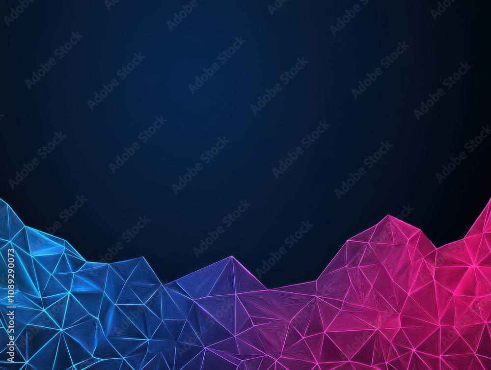 Poster abstract digital background featuring geometric shapes in blue and pink hues, creating a modern and 