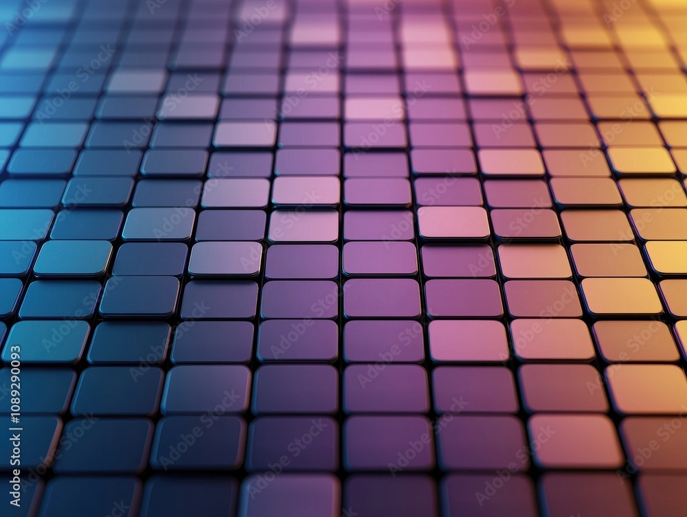 Poster a vibrant, abstract pattern of colorful squares arranged in a grid, showcasing a gradient effect fro