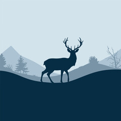 A silhouette of a deer with antlers is the main design