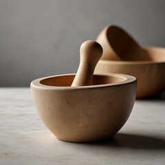 wooden mortar and pestle