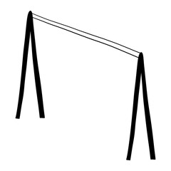 Shop Rack. Simple Stand. Wooden or metal equipment for store in vintage style. Empty rack without clothes and hangers. Wardrobe element. Cartoon hand drawing flat vector illustration isolated on white