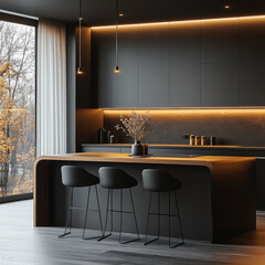 modern minimalist kitchen light wood curved backs
