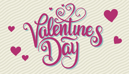 Valentine's Day Inscription Background Banner, greeting card Background for website banner or printing. Vector graphics.