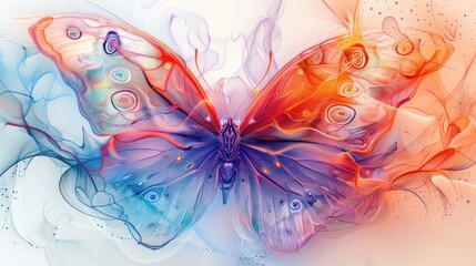 Abstract colorful butterfly with smoke wings.