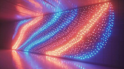 Cool triangular shaped futuristic sci-fi techno lights , isolated on white background,  , copy space, copy space for text,