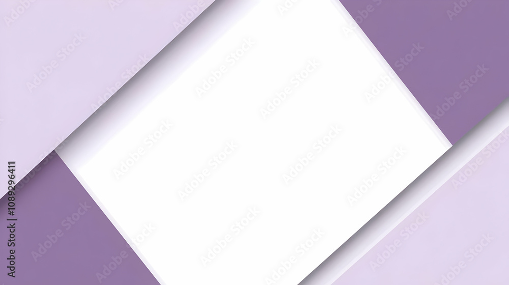 Poster abstract geometric background with overlapping lavender and white shapes, creating a modern and mini