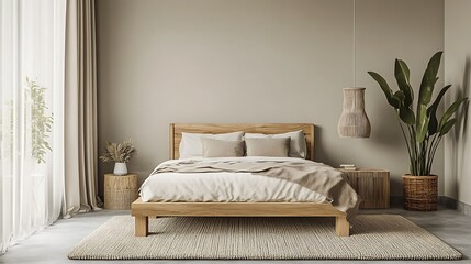 Elegant and Cozy Modern Bedroom Interior Design with Stylish Decor, mockup, poster and Background