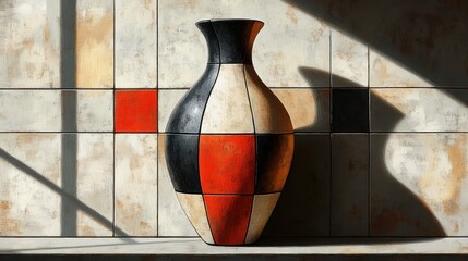Ceramic Vase with Geometric Patterns