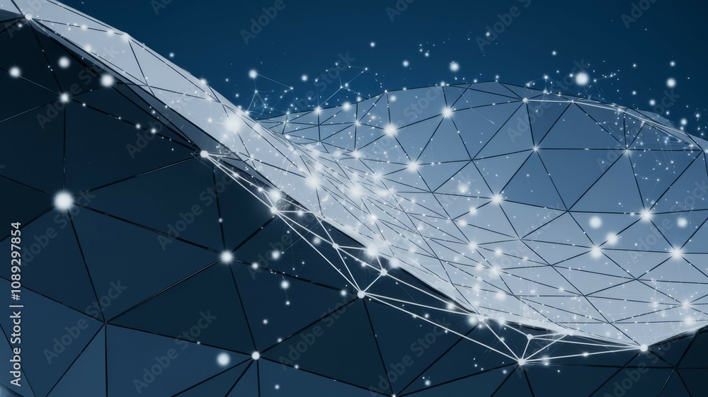 Aufkleber digital network mesh. abstract digital landscape; interconnected nodes symbolize global communicatio
